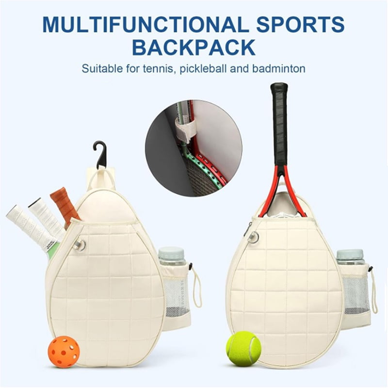 Tennis Bag, Quilted Tennis Backpack Holds 2 Rackets, Waterproof Crossbody Sling Pickleball Bags For Women, Men And Youth