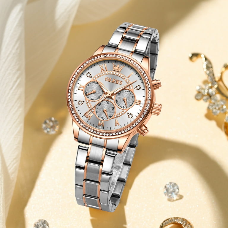 OLEVS Watches for Women Rose Gold Dress Fashion Diamond Chronograph Waterproof Luminous Quartz Stainless Steel Lady Watch Reloj para Mujer - Walmart.com OLEVS Watches for Women Rose Gold Dress Fashion Diamond Chronograph Waterproof Luminous Quartz Stainless Steel Lady Watch Reloj para Mujer - Walmart.com