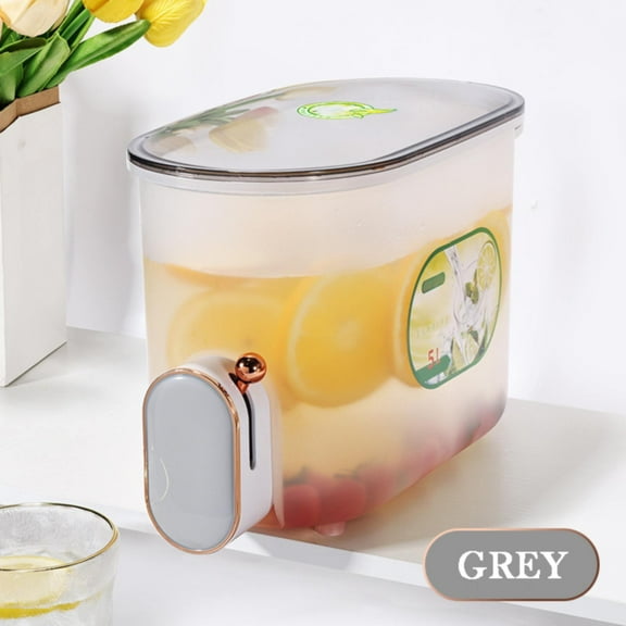 Clearance Storage Containers under $15 Drinks Dispenser 5L Fridge Beverage Drink Dispenser Refrigerator Cold Kettle With Tap Beverage Dispenser Jug Fridge Jug Drinks Chiller Drinks Dispenser Wit