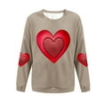 thumbnail image 4 of Tbopshirt Sweatshirts for Women Graphic Hoodless Valentine Long Sleeve Crewneck Ribbed Pullover Tops Khaki,2XL, 4 of 4