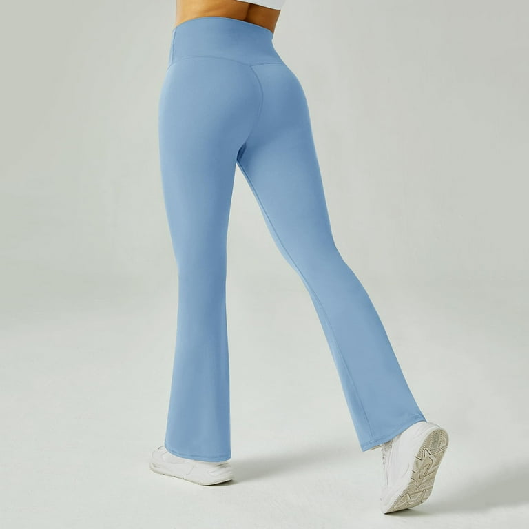 Susanny Flare Leggings for Women Tall Butt Scrunch Yoga Pants High Waisted  Workout Full Length Tummy Control Wide Leg Pants Sky Blue S 