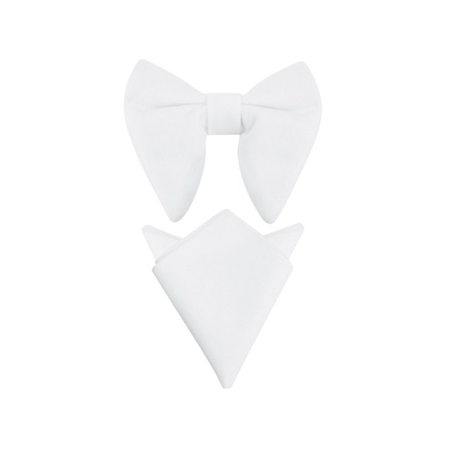 INSPIRE CHIC Corbata de moño de terciopelo para hombre con bolsillo preatado de color sólido y ajustable Blanco Talla Única