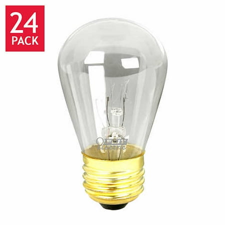 Exit Sign Bulb Feit String Light & Sign Replacement S14 Bulbs Incandescent 2,700K Clear 24-pack ndoor/Outdoor Life Hours 3,000 ()