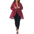 thumbnail image 2 of Agnes Orinda Plus Size Lace Cardigan for Women Ruffle Cardigans Open Front Long Sleeve Sheer Lace Crochet Cover Up 1X Burgundy, 2 of 5
