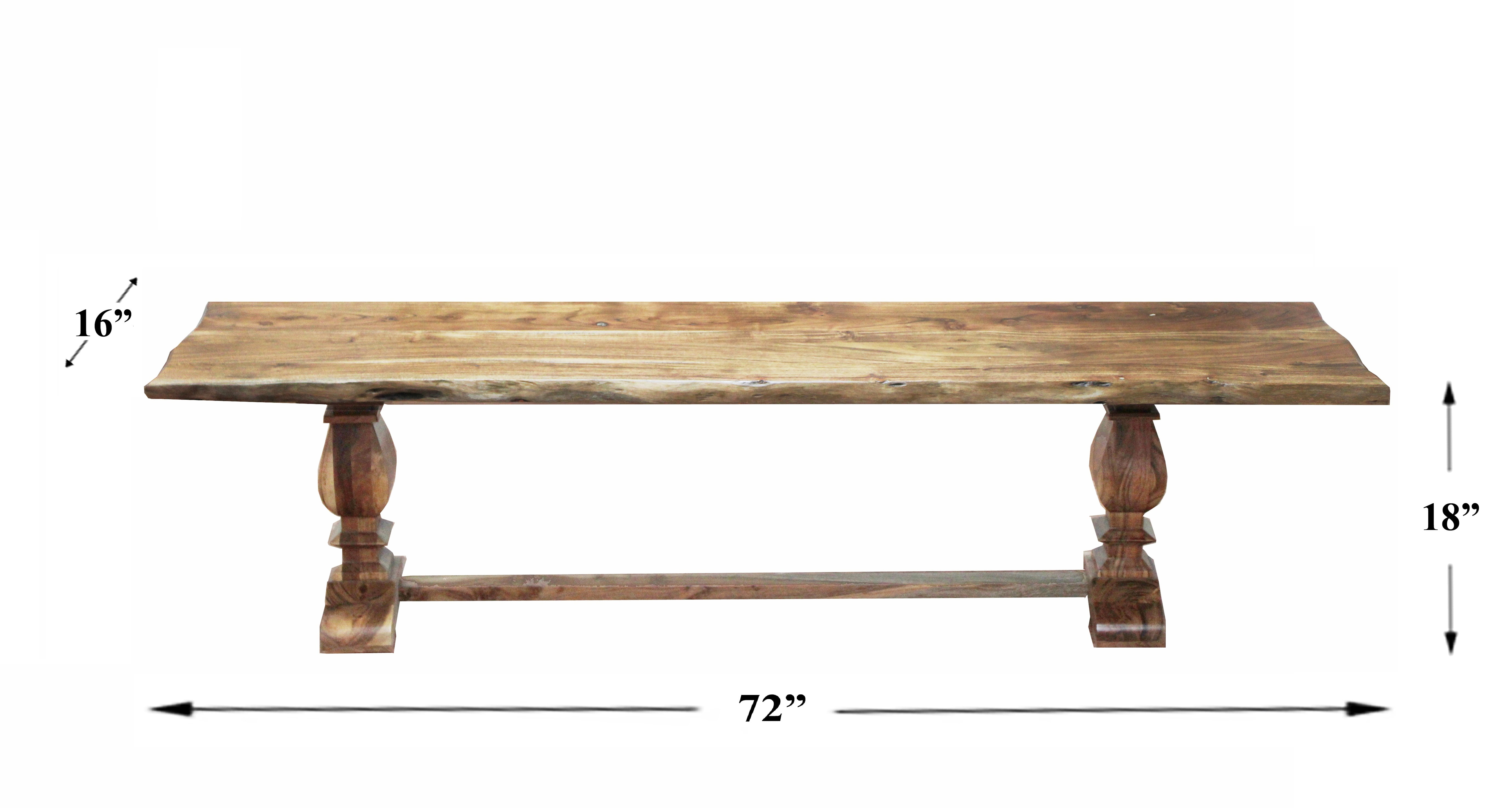 LR Home Live Edge Gloss Finish Strong Brown / Chestnut Strong Wood Bench