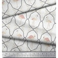 thumbnail image 3 of Soimoi White Rayon Fabric Flamingo & Moroccan Damask Print Fabric by the Yard 56 Inch Wide, 3 of 3