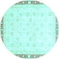 thumbnail image 1 of Ahgly Company Indoor Round Oriental Light Blue Traditional Area Rugs, 3' Round, 1 of 4