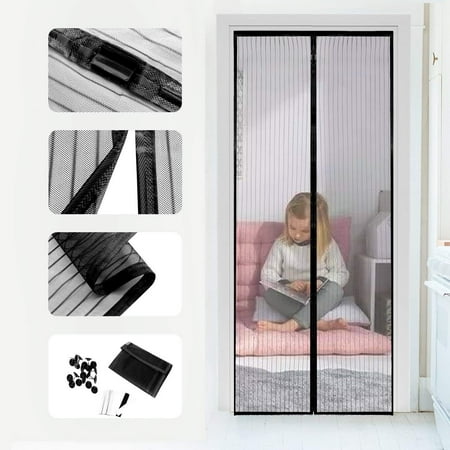 Magnetic Screen Door, Mesh Curtain - Keeps Mosquitoes Out - Full Frame Velcro - Toddler and Dog Friendly - Fits Doors Up To 39 X 82 Inch MAX
