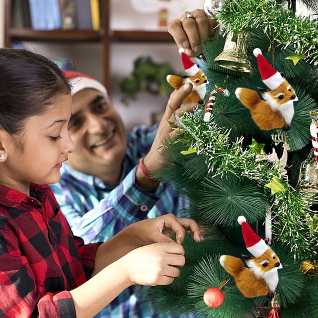 Fiudx Ofertas Flash Artículos En Oferta Colgante De Zorros Pequeños De Imitación De Felpa Navideña, Artesanías, Decoraciones De Zorros Pequeños, Regalos Navideños