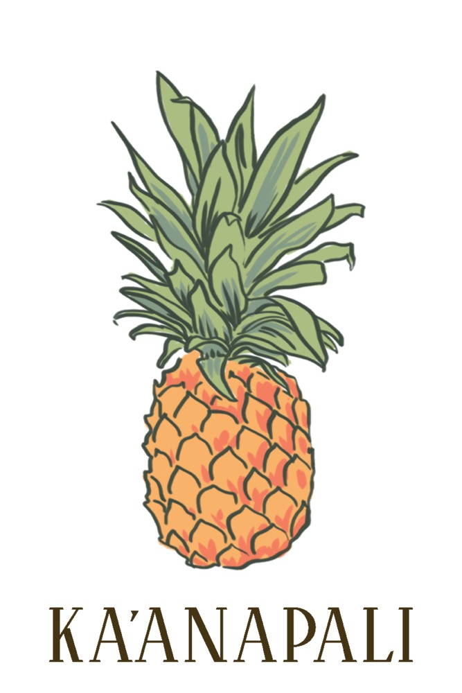 Ka'anapali, Pineapple, Icon (9x12 Wall Art Print, Home Decor)