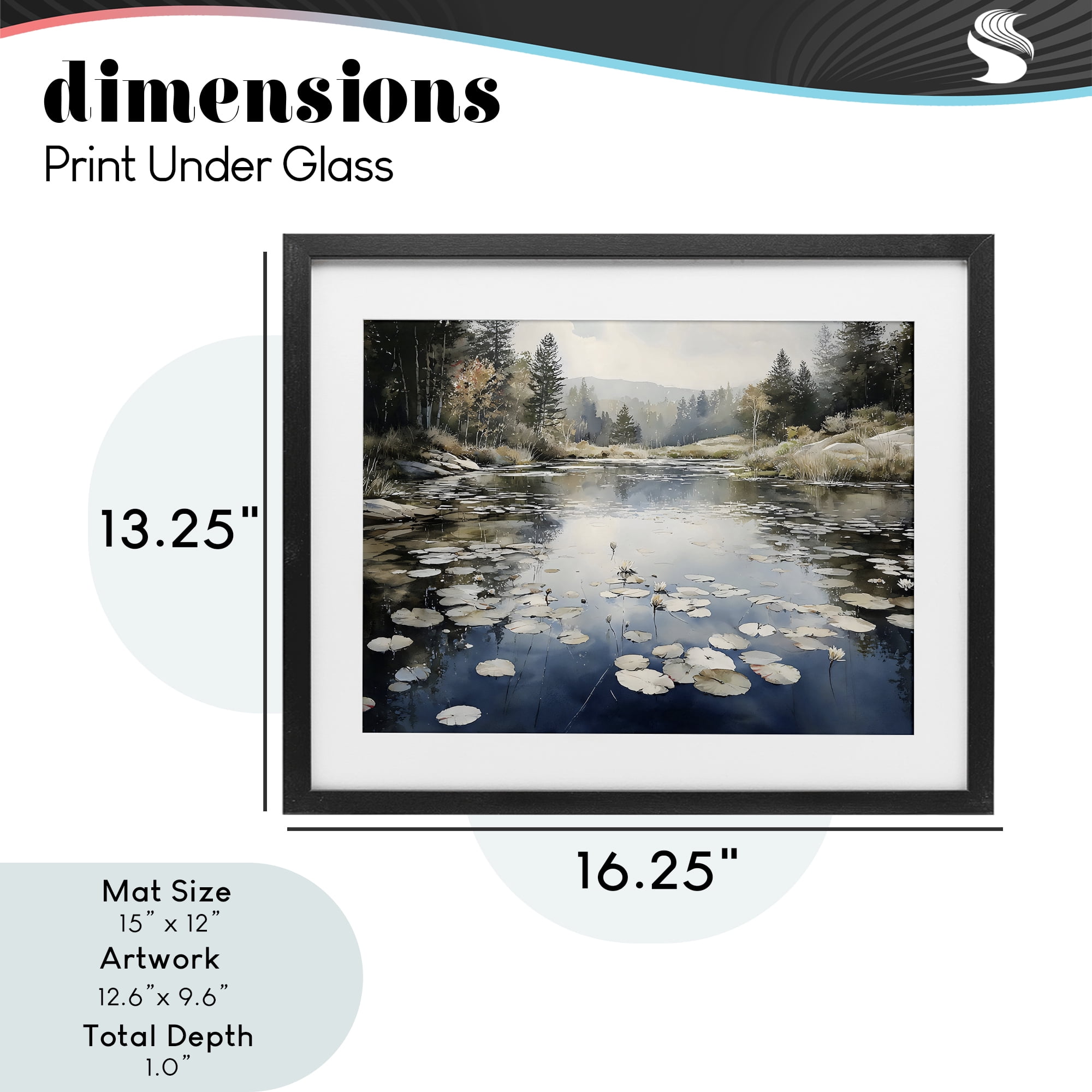 Stupell Industries Still Pond with Morning Reflections Black Framed Print Under Glass, design by Franklyn Gregory