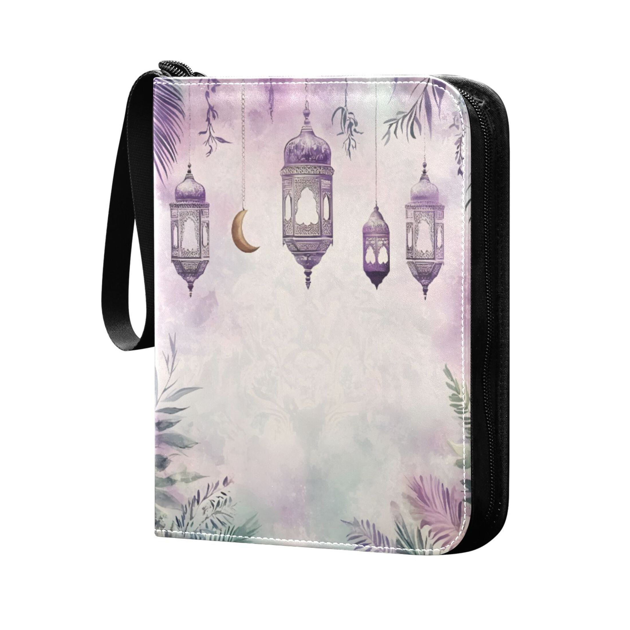 Trading Card Binder Album 400 Pockets 50 Removable 4-Pocket Pages Waterproof Watercolor Chandelier Plant