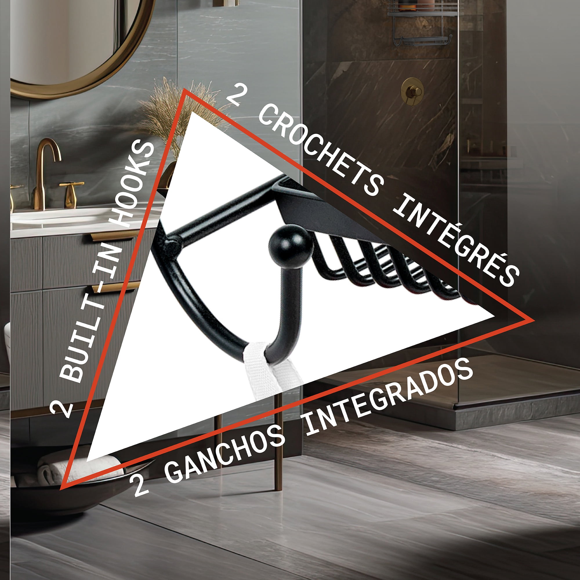 Acento 3-Tier Hanging Shower Caddy with Suction Cups, Non-Slip Neck, Bathroom Organizer, Matte Black
