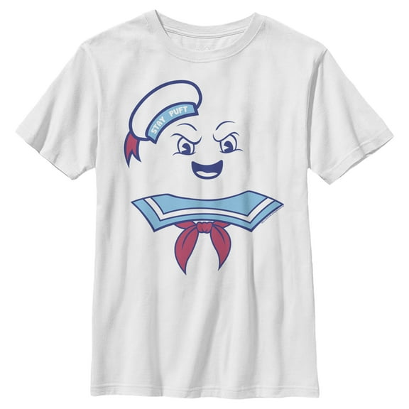Boy's Ghostbusters Stay Puft Marshmallow Man Face Graphic Tee White Medium