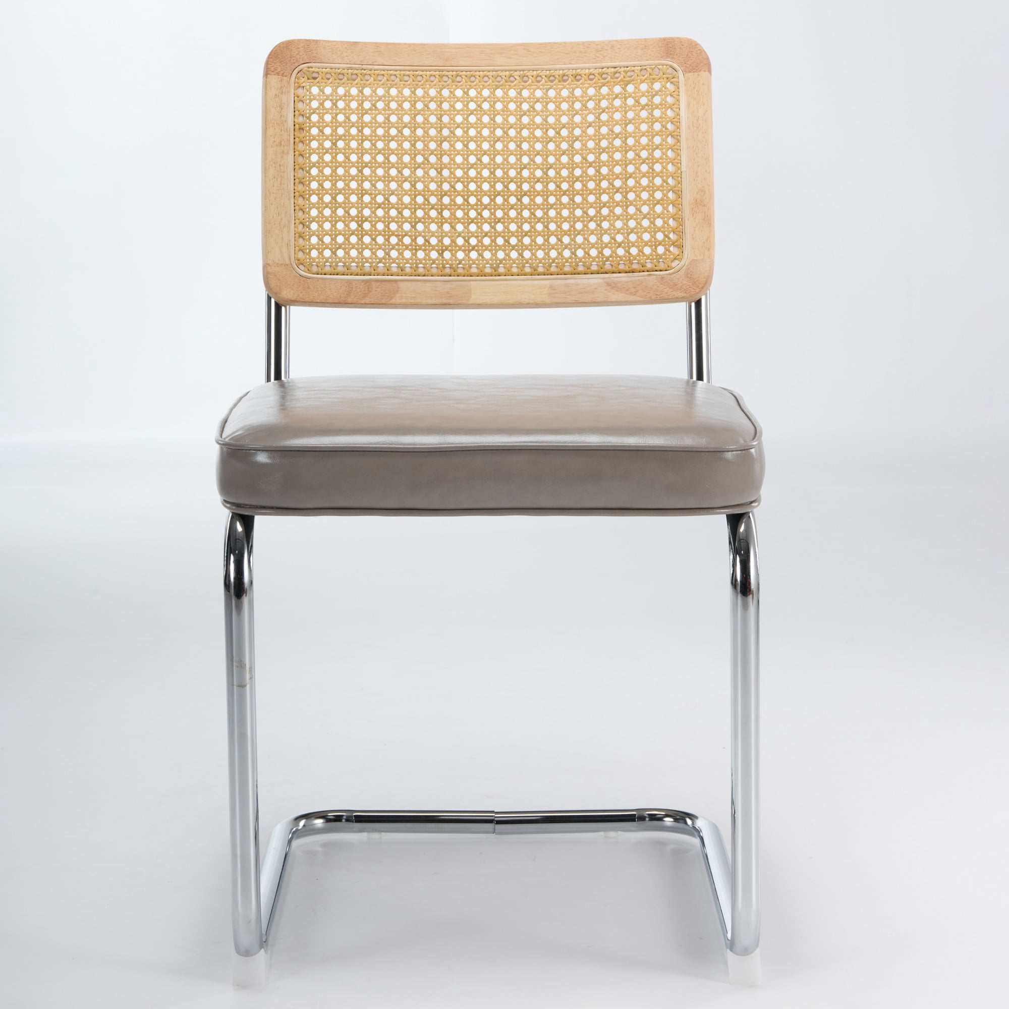 Armless Dining Chairs Set of 2, Mid‑Century Modern Kitchen Chair with Faux Leather Upholstered Seat, Cantilever Accent Chair