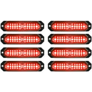 ASPL 8pcs Sync Feature Ultra Slim 12-LED Surface Mount Flashing Strobe Lights for Truck Car Vehicle LED Mini Grille