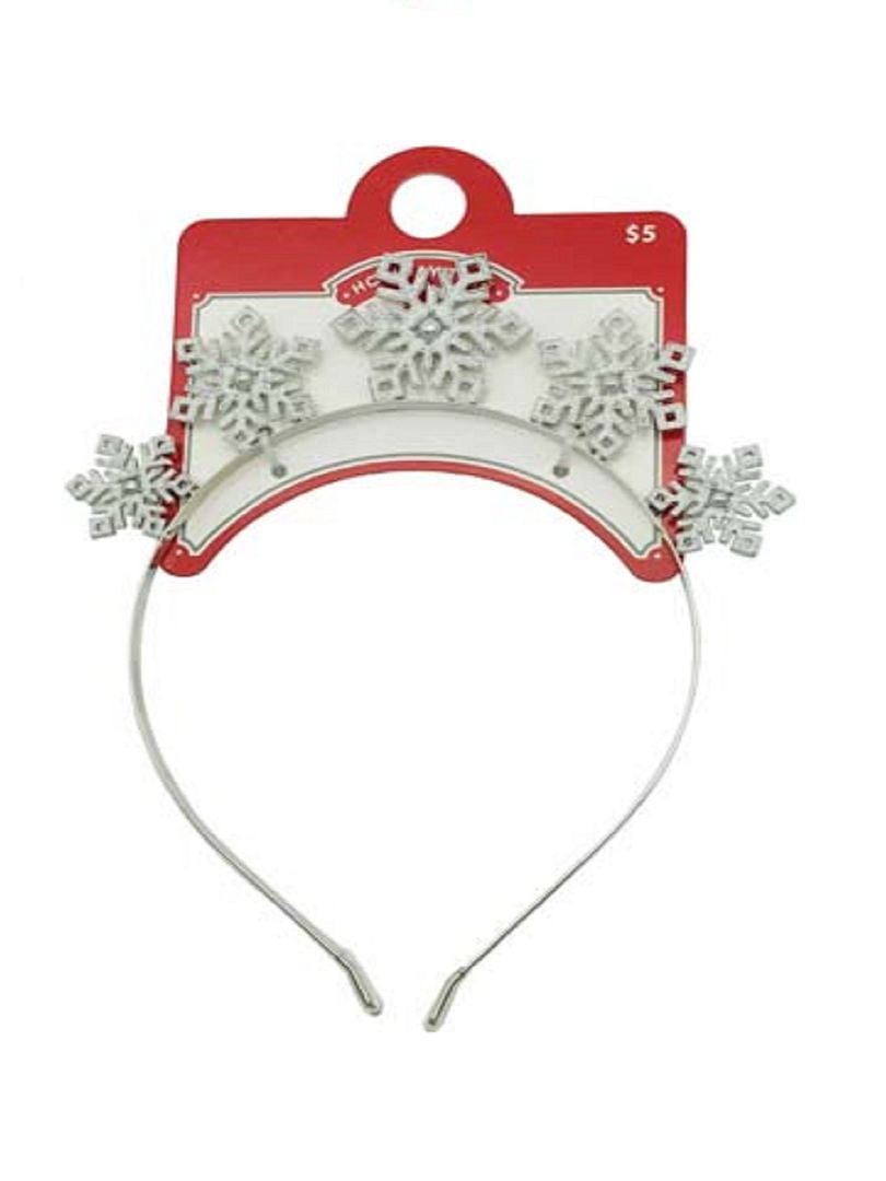 Holiday Time Crystal Snowflake Headband for Women and Teens White