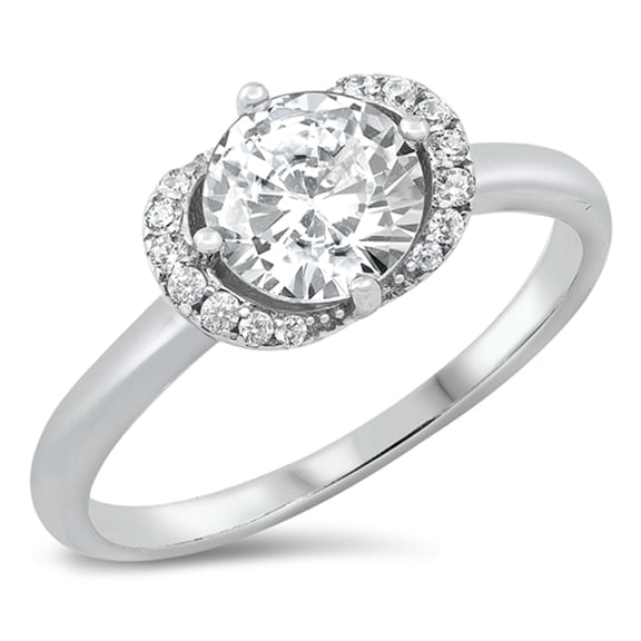 Clear Cubic Zirconia Elegant Engagement Ring .925 Sterling Silver Band White Jewelry Female Size 8