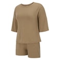 thumbnail image 5 of GILIGEGE 2 Piece Sets for Women Womens Sets Two Piece Set Summer Outfits 2 Piece Pajama 3/4 Sleeve Oversized Tshirts Elastic Waist Short Summer Lounge Sets Khaki Xl, 5 of 9