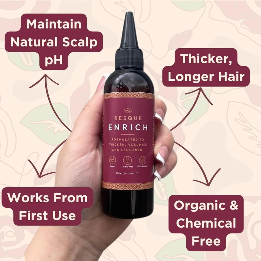 Besque Enrich Hair Oil, 1.69 FL OZ, with Castor Oil and Black Seed Oil, Suitable for All Hair Types