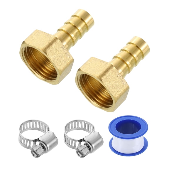 2Pcs Brass Hose Barb Fittings, 3/8" Barb x G1/2" Female Thread Hose Connector