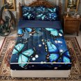 thumbnail image 2 of Erosebridal Sparkling Blue Butterfly Zipper Twin Comforter Sets with Fitted Sheet and 2 Pillowcases for Girls, Watercolor Dot Print Zipper Bedding Set, Navy Reversible, 4pcs, 2 of 7