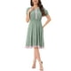 thumbnail image 1 of INSPIRAR CHIC Vestido de Flores para Mujeres con Cuello Volante, Cintura Fruncida, Manga Corta, Talla S, Verde Claro, 1 of 5
