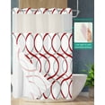 thumbnail image 2 of No Hook Shower Curtain with Snap in Liner, Abstract Geometric Red Gray Line Hotel Shower Curtains for Bathroom, Washable Shower Curtain Liner Set with Mesh Top Window, 72"x96", 2 of 6