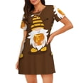 thumbnail image 1 of Balery Gnomes With Honey Camisón de manga corta con cuello redondo para mujer, cómodo y elegante., 1 of 6