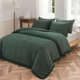 thumbnail image 2 of LEAFAX Emerald Green Comforter Set King Boho Bedding Set Exquisite Tassel Pattern Microfiber Filling, Cozy Lightweight All Season, 5-Piece, 2 of 6