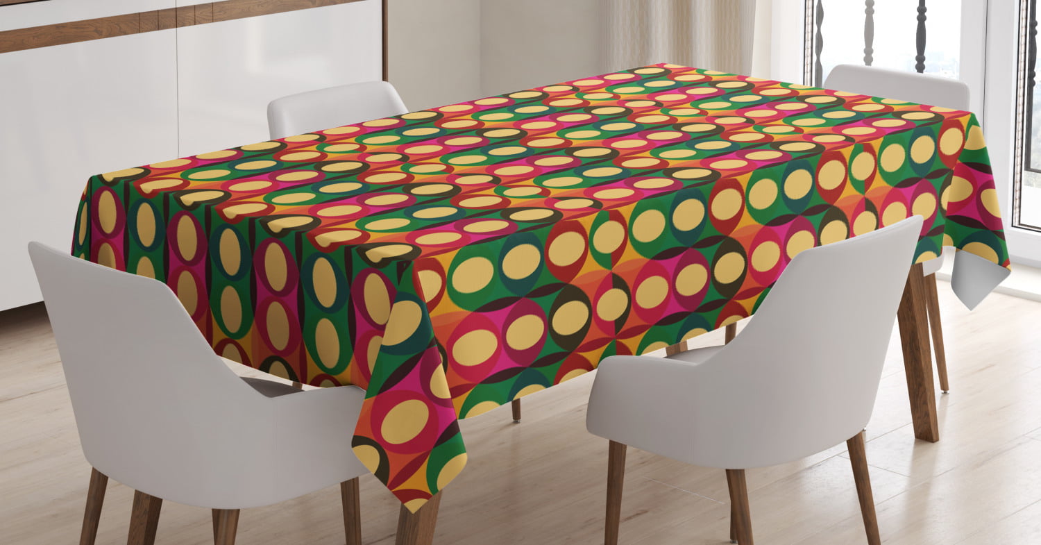 Multitude Repeating Pinkish Red Lipstick Imprints and Charming Amorous Typography Rectangular Table Cover for Dining Room Kitchen Decor Ambesonne Kissing Tablecloth Multicolor 52 X 70
