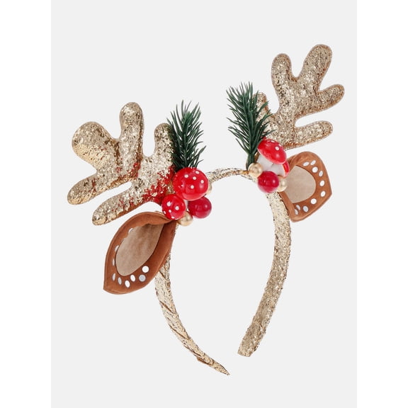 Way to Celebrate Women's Woodland Reindeer Antler Headband, Multicolor, 1 Piece, One Size Fits Most