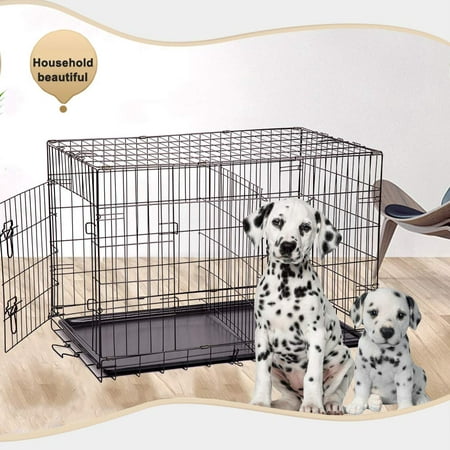 2 Door Pet Wire Dog Cage with ABS Pan With Divider by