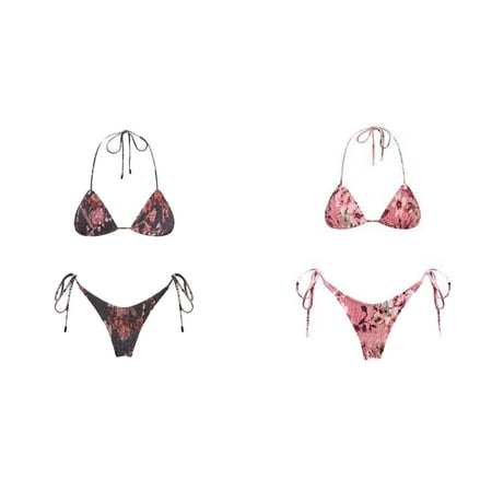 (2-Pack) Kcodviy Bikini 2025 Swimsuit Swimsuits for Women with Shorts Bottoms Women Swimwear Push Up Sports Bra Top Bathing Suit Bikini Set Thong Brazilian Bathing Suit Beach Wear
