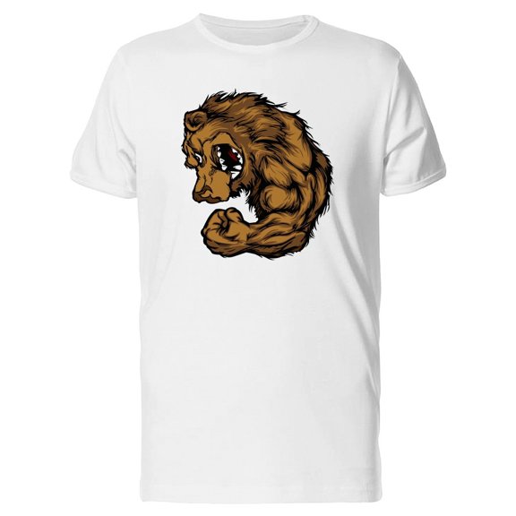 Bear Mascot Flexing Arm Cartoon Tee Men's -Image by Shutterstock