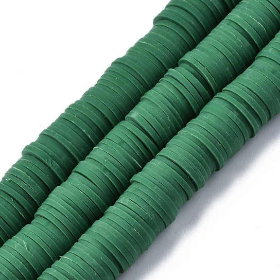 Flat Round Handmade Polymer Clay Beads Disc Heishi Beads for Hawaiian Earring Bracelet Necklace Jewelry Making Dark Sea Green 10mm 5Strand
