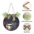 thumbnail image 2 of Drumming Skeleton and Rose Front Door Porch Decoration Hanging Sign with Artificial Green Plants and Bow for Home Outdoor Indoor, 2 of 7