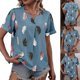 thumbnail image 2 of Womens Short Sleeve Tops Loose T-Shirt Casual V Neck Shirts Blouses Floral Printed Tees Tunic Tops Fashion TShirts peacock blue XXL, 2 of 4