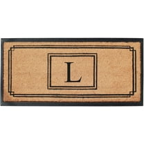 A1 Home Collections Rubber & Coir Mat, Heavy Duty, Extra Large, Front Door Mat 24"X48", Black/Beige Doormat Monogrammed L