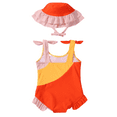 thumbnail image 2 of Ardorlove Toddler Baby Girl Swimsuit with Cap Color Block One-Piece Swimwear Sleeveless Bikini Little Girl Swimwear Bathing Suits for Girls 18M-5T, 2 of 6