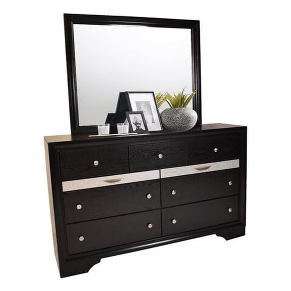 Matrix Traditional Style 7-Drawer Dresser in Black made with Wood