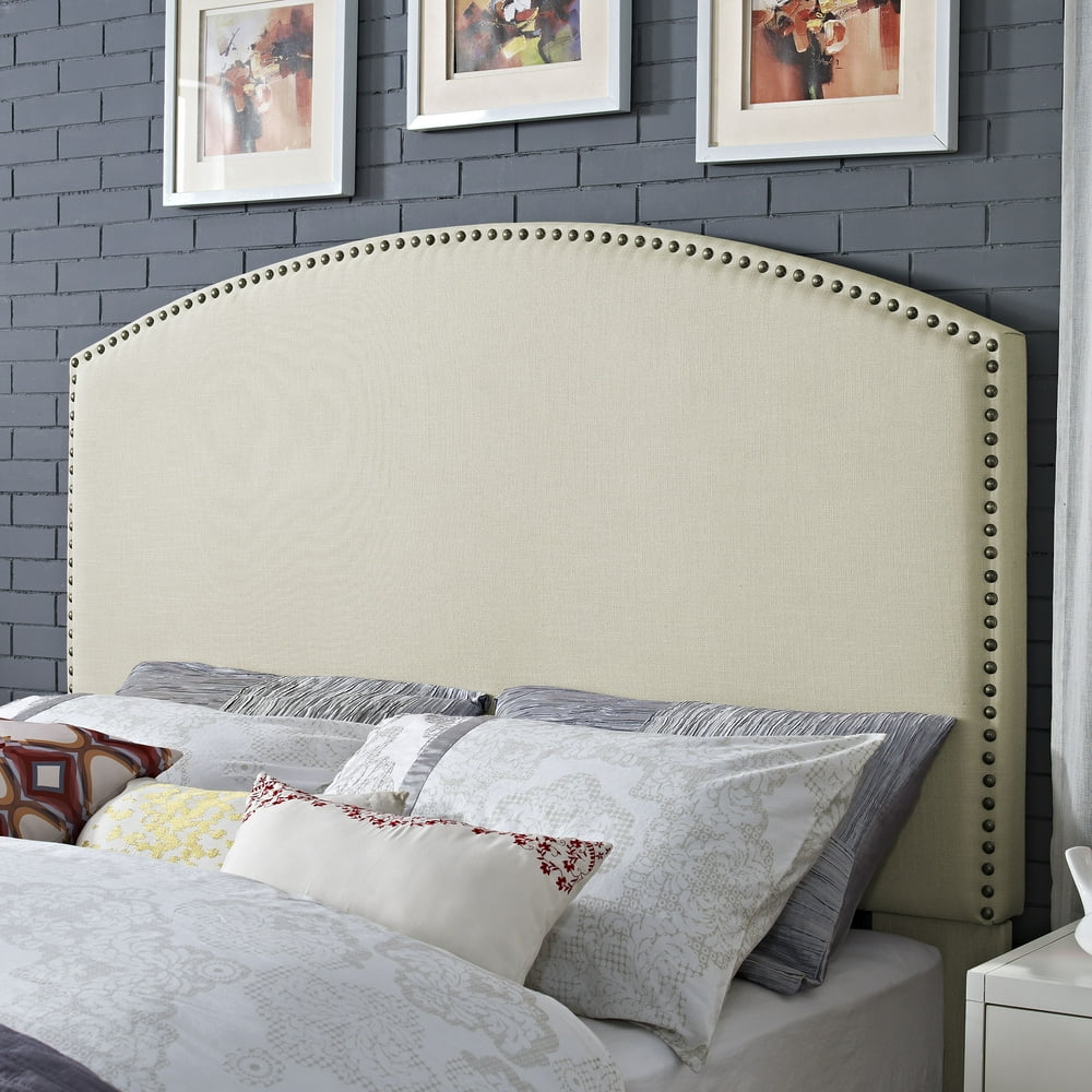 CASSIE CURVED UPHOLSTERED FULL/QUEEN HEADBOARD IN CRÈME LINEN Walmart