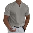 thumbnail image 1 of Prolriy Camisetas para hombre Primavera Verano Casual Cuello en V Sólido Manga Corta Camiseta Blusa Superior Camisas para hombre Gris 1 M, 1 of 8