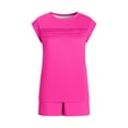 thumbnail image 5 of Tanghaowl Short Sets for Women, Casual Two Piece Outfit with Sleeveless Shorts and Pockets Comfortable Travel Jogger Set Featuring Relaxed Fit for Spring Summer Autumn Hot Pink2 XL, 5 of 5
