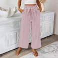 thumbnail image 2 of Clossjun Womens Striped Print Pants Drawstring Y2k Casual Daily Wear Athletic Pants Loose Fit Wide-Leg Lightweight Trousers With Pockets S, 2 of 6