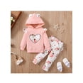 thumbnail image 3 of Conjuntos de ropa para niñas bebés Conjunto de pantalón de manga larga Conjunto de top con volantes y capucha con patrón de corazón XBTCLXEBCO Rosa, 3 años, 3 of 6