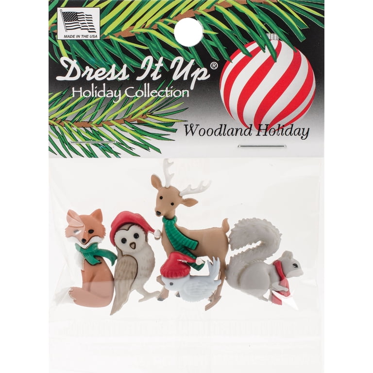 4 pack) Dress It Up Holiday Embellishments-Woodland Holiday
