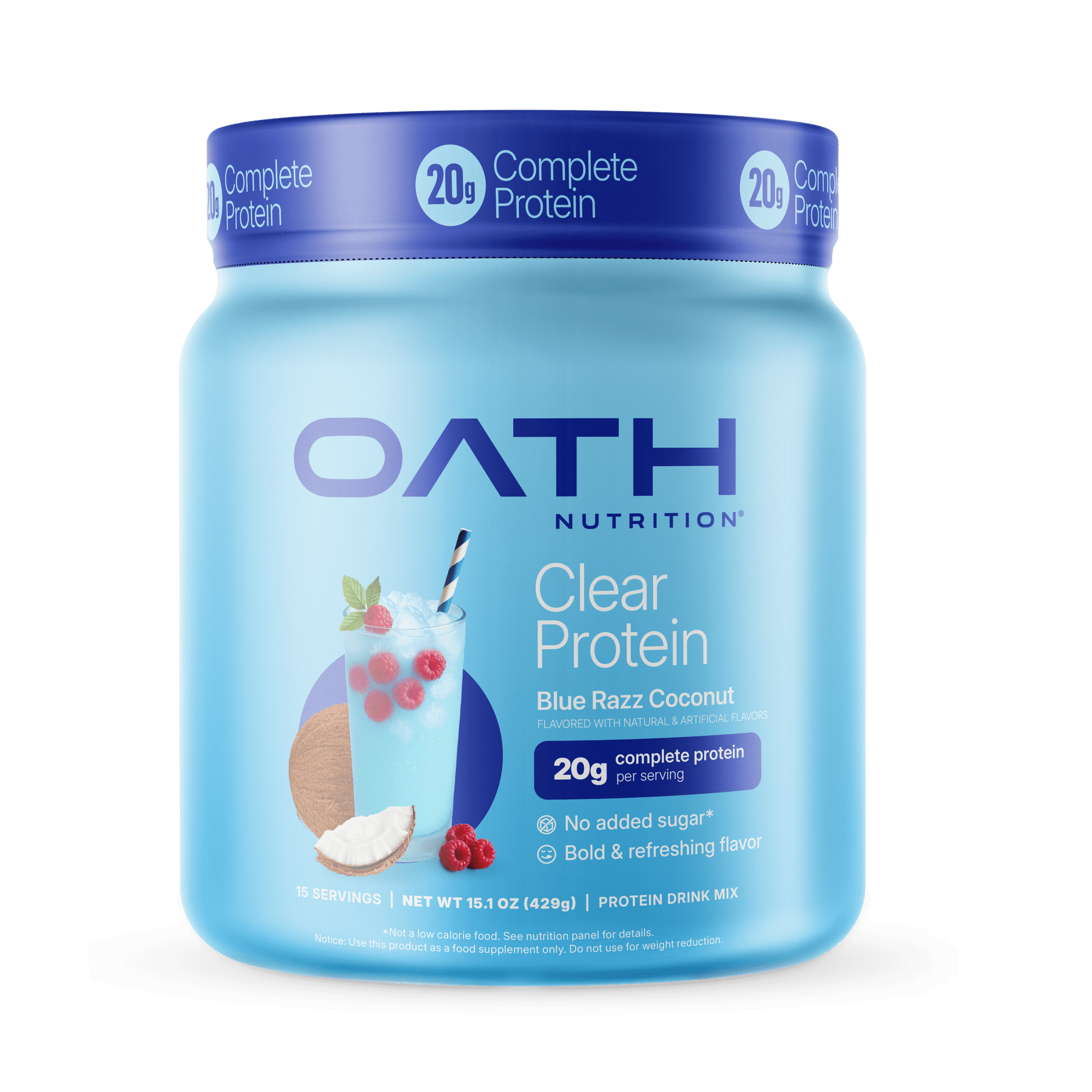 OATH Nutrition Clear Protein Blue Razz Coconut 15 Servings