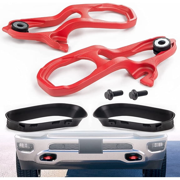 Front LH & RH Fit For 2019-22 Ram 1500 DT RED Tow Hooks W/ Hardware Heavy Duty