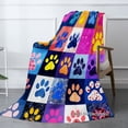 thumbnail image 2 of Joocar Colorful Paw Print Flannel Blanket For Winter Gift Home Sofa Bed Decoration 60x80 inch, 2 of 5